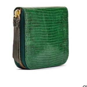 Claris Virot Green Lizard wallet in moss green